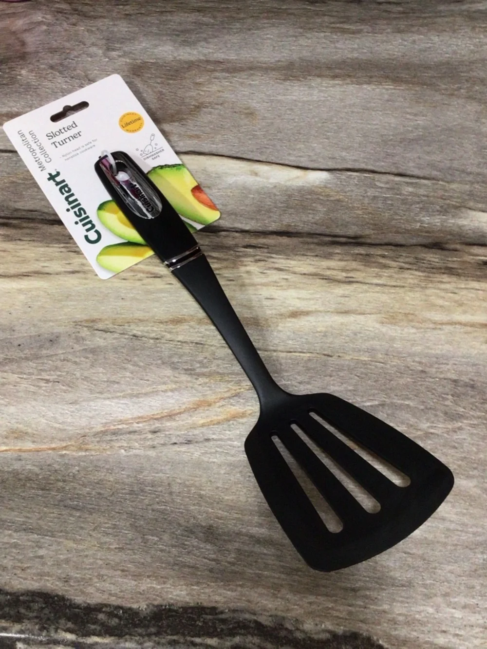 Cuisinart CTG-12-LT Slotted Turner Nylon Nonstick Spatula Black 13.75” NWT
